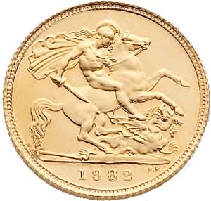 Queen Elizabeth II Half Sovereign Dated 1982